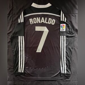 Ronaldo #7 Retro 2014 Madrid Black Dragon Longsleeve retro soccer jersey
